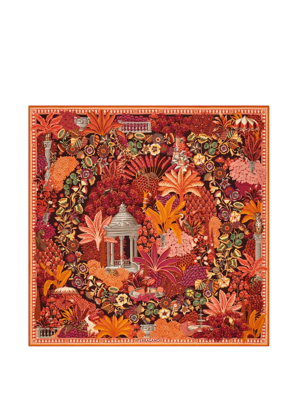 Ferragamo Garden print silk scarf Roze