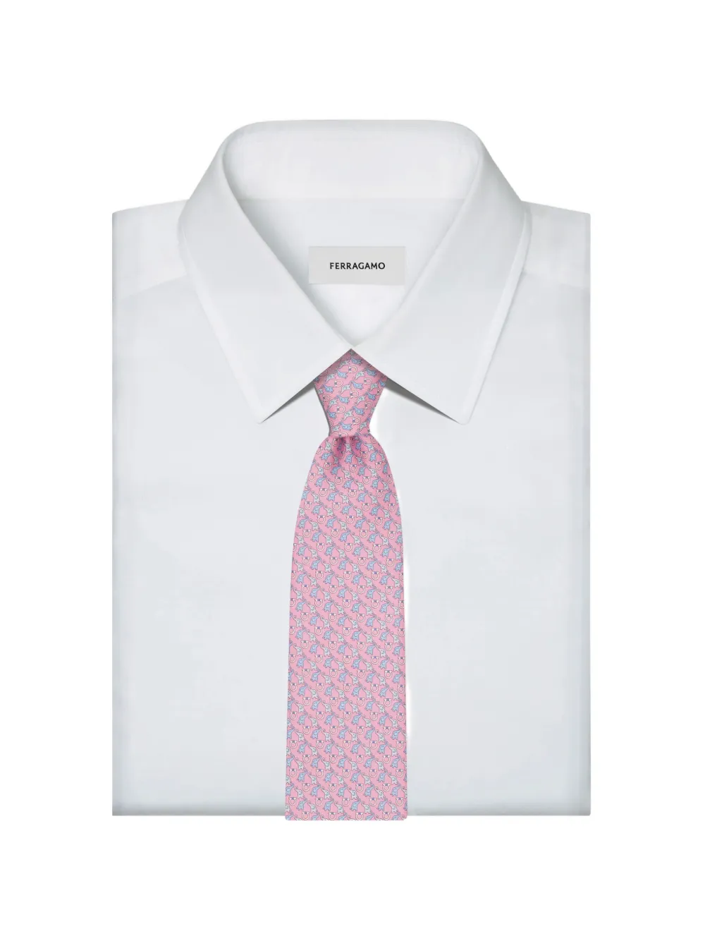 Ferragamo baby elephant print silk tie Roze