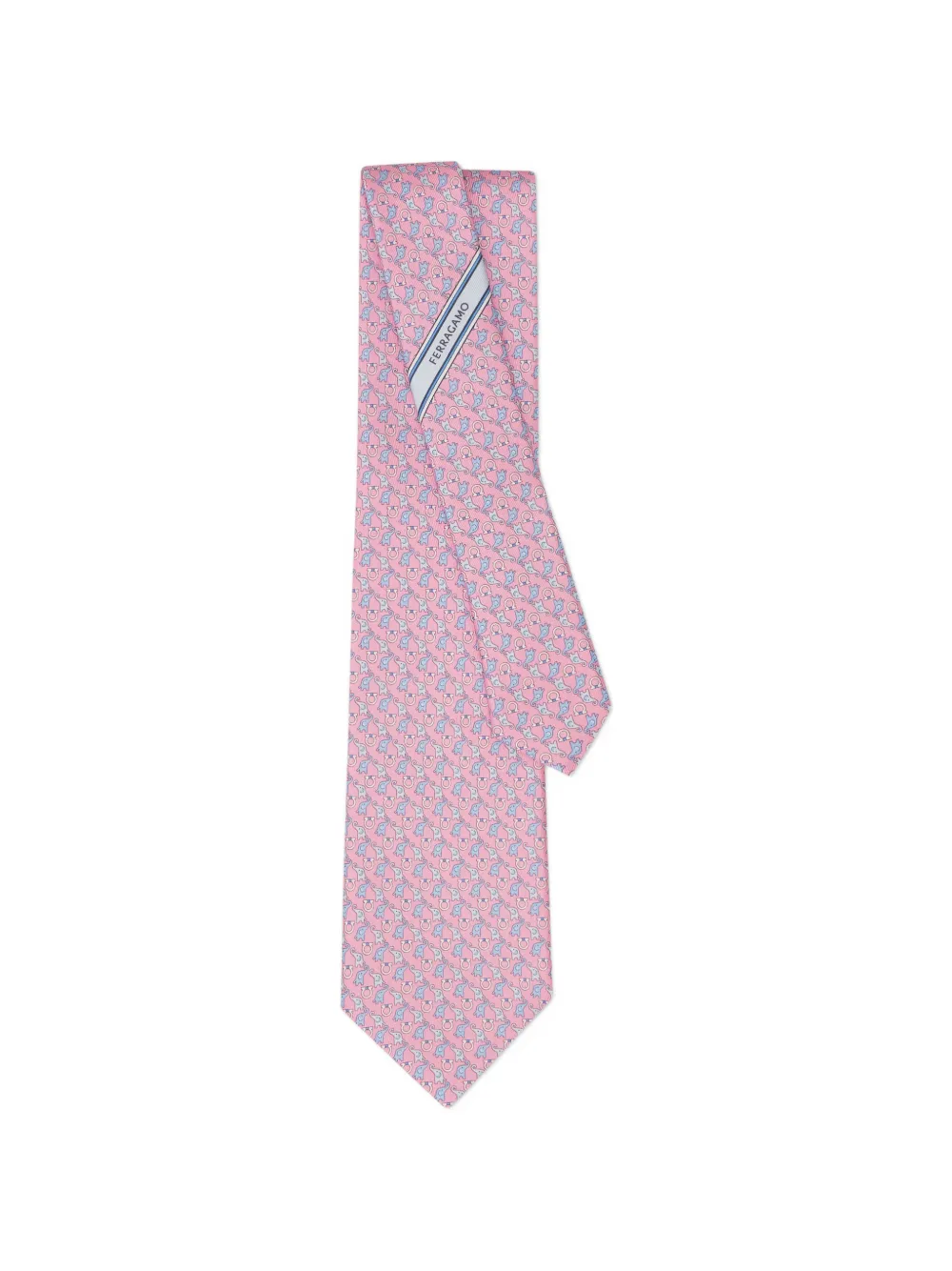 Ferragamo baby elephant print silk tie Roze