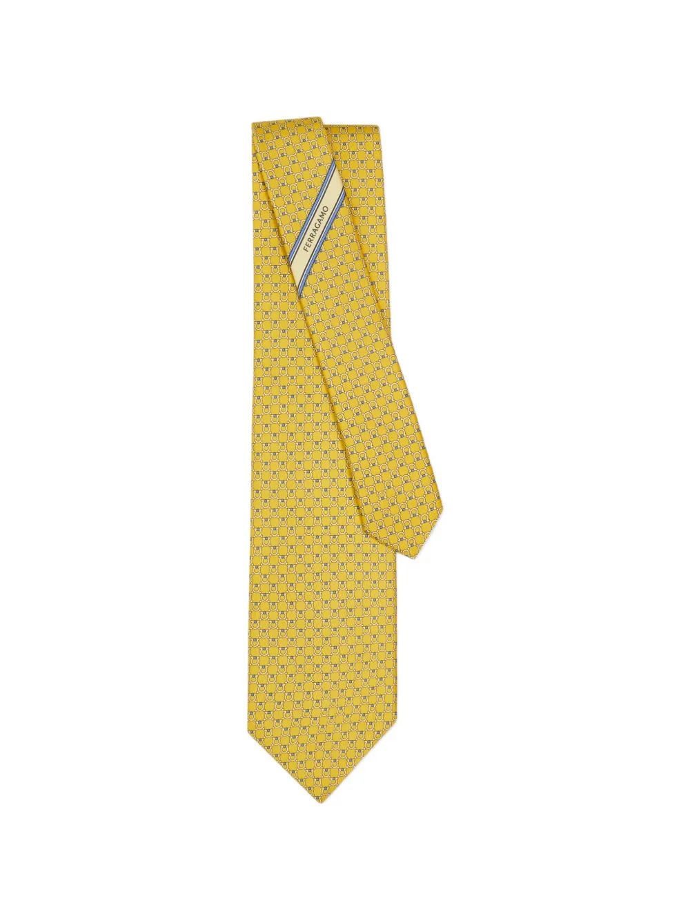Ferragamo Gancini print silk tie Geel