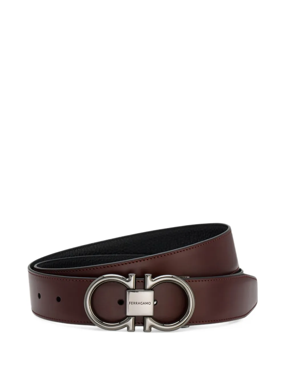 Ferragamo Reversible And Adjustable Gancini Belt In Brown