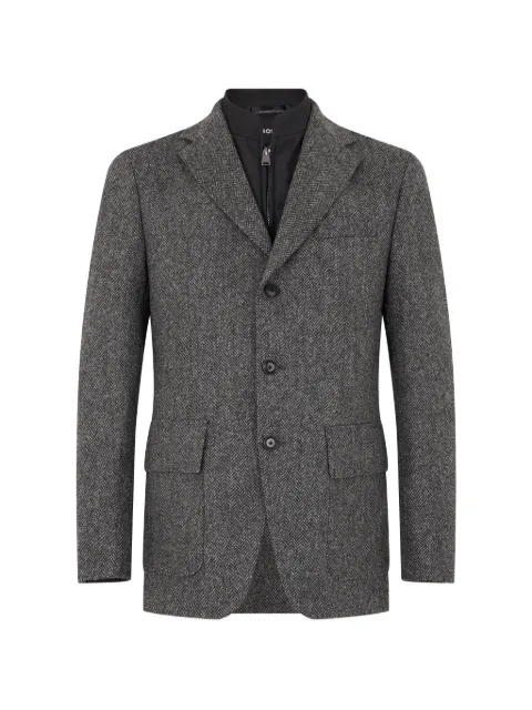 BOSS herringbone-pattern double-layer blazer