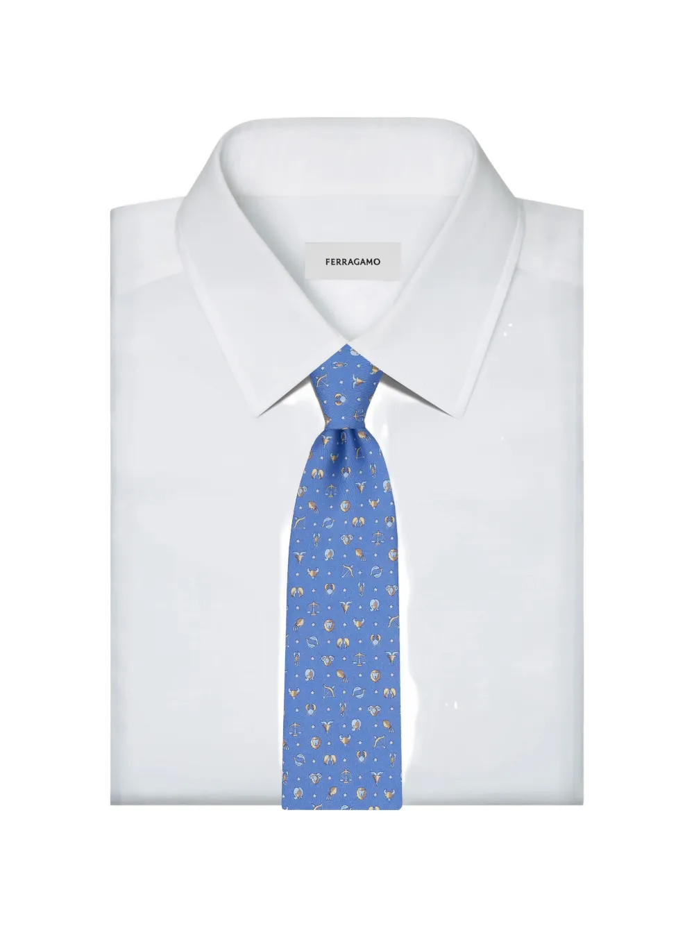 Ferragamo Horoscope print silk tie Blauw