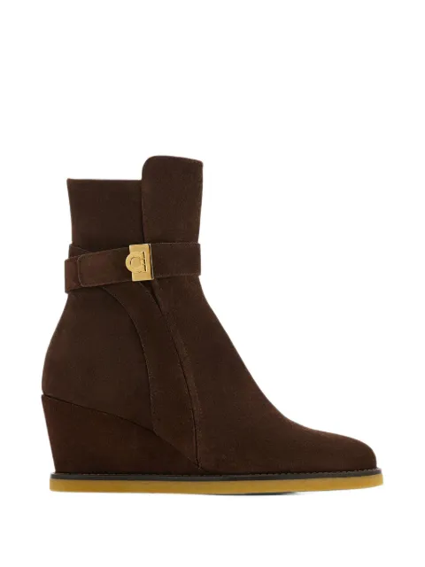 Ferragamo wedge-heel ankle boots with Hug buckle