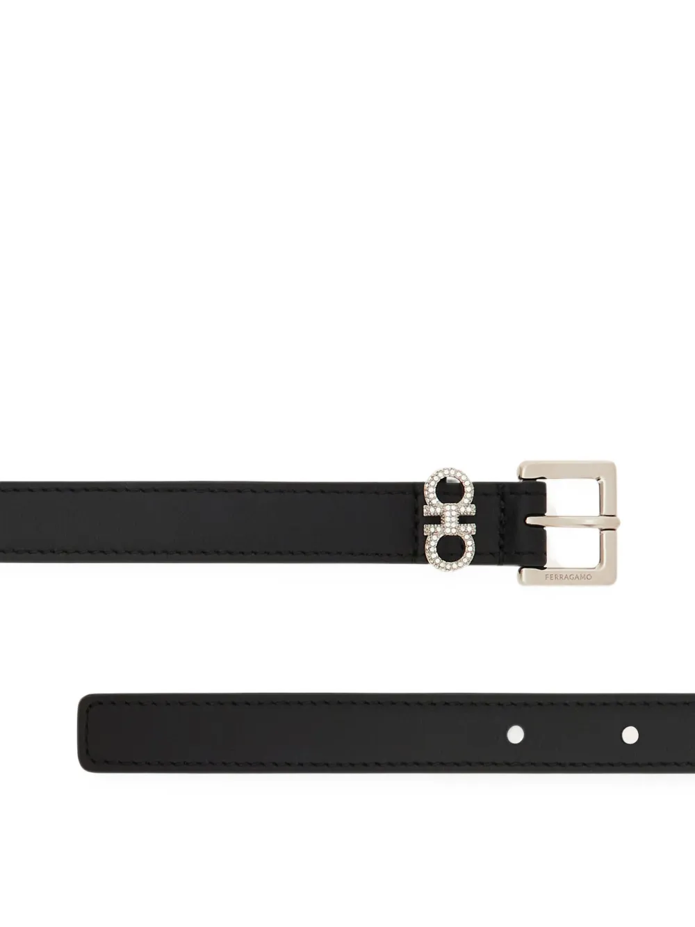 Ferragamo sized belt with crystals Zwart