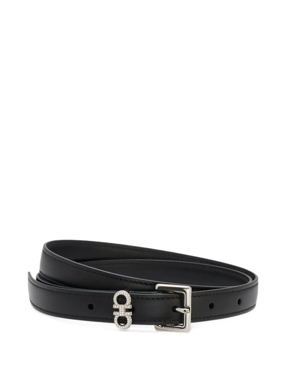 Ferragamo sized belt with crystals Zwart