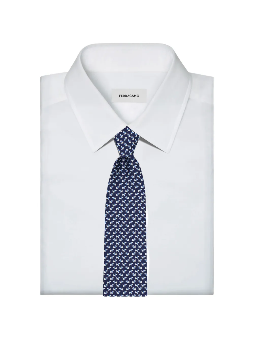 Ferragamo Dylan-print silk tie Blauw