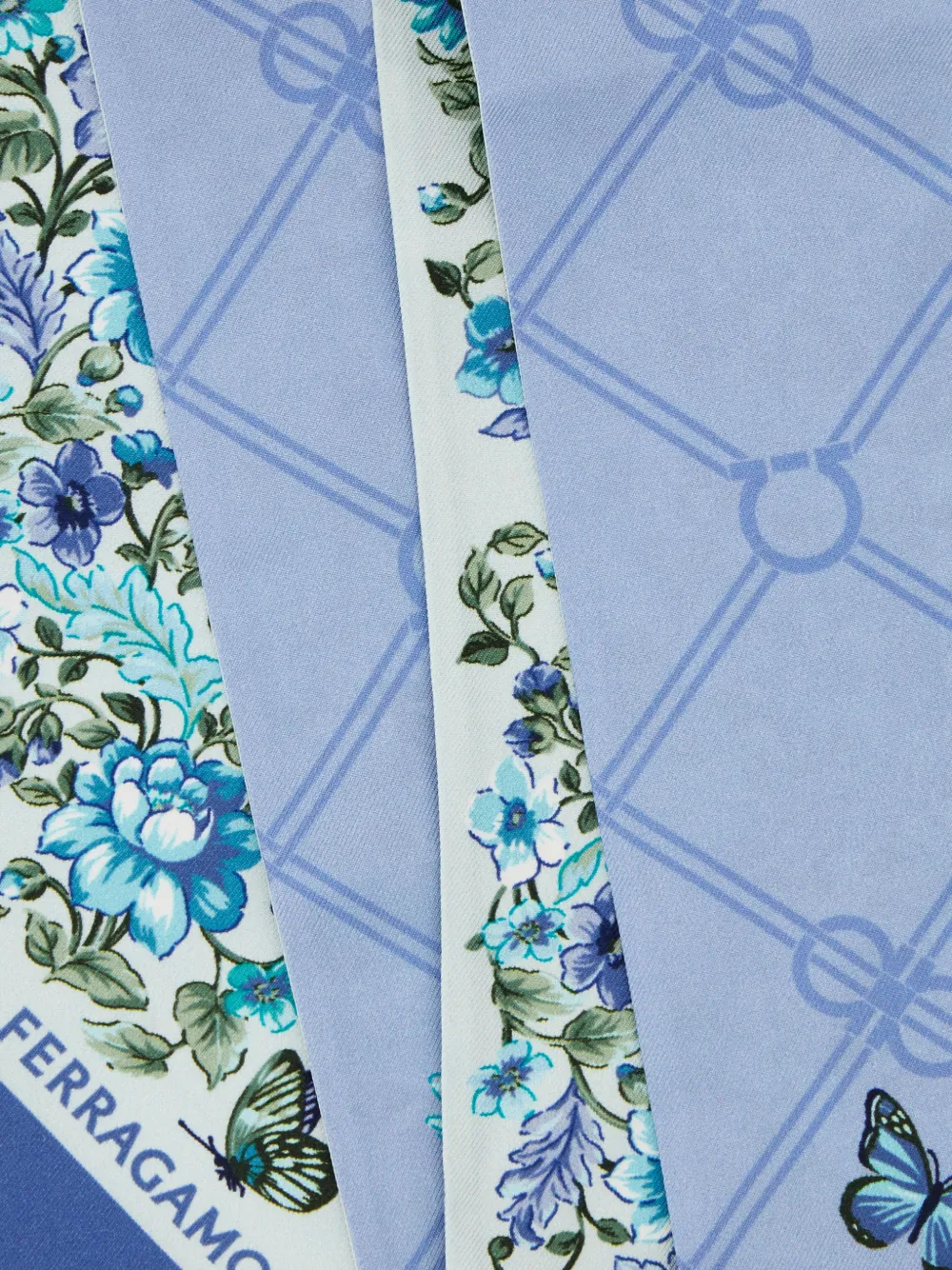 Ferragamo Ramages print silk mini bandeau Blauw