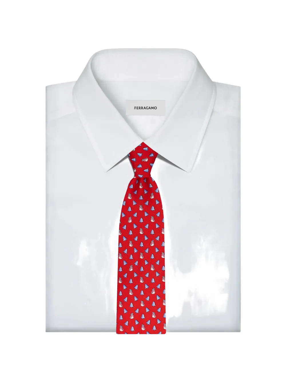 Ferragamo Christmas print silk tie Rood