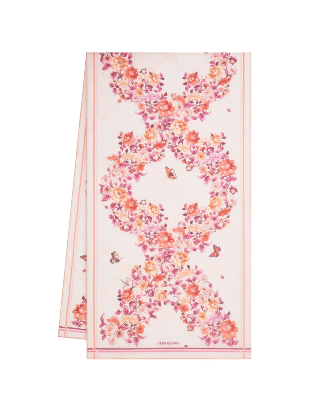 Ferragamo Ramages print silk scarf Beige
