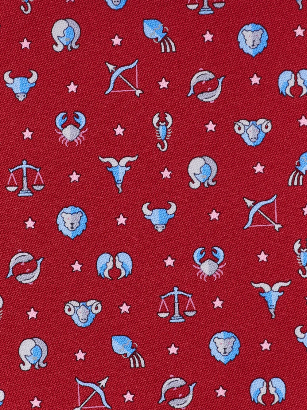Ferragamo Horoscope print silk tie Rood