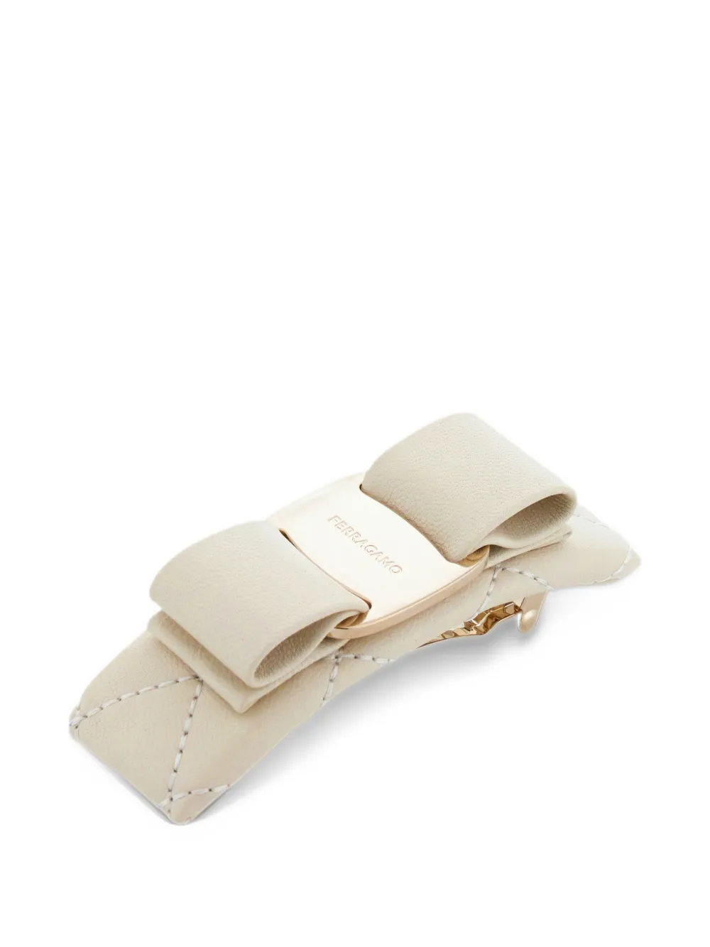 Ferragamo Vara bow matelassé hair clip Beige