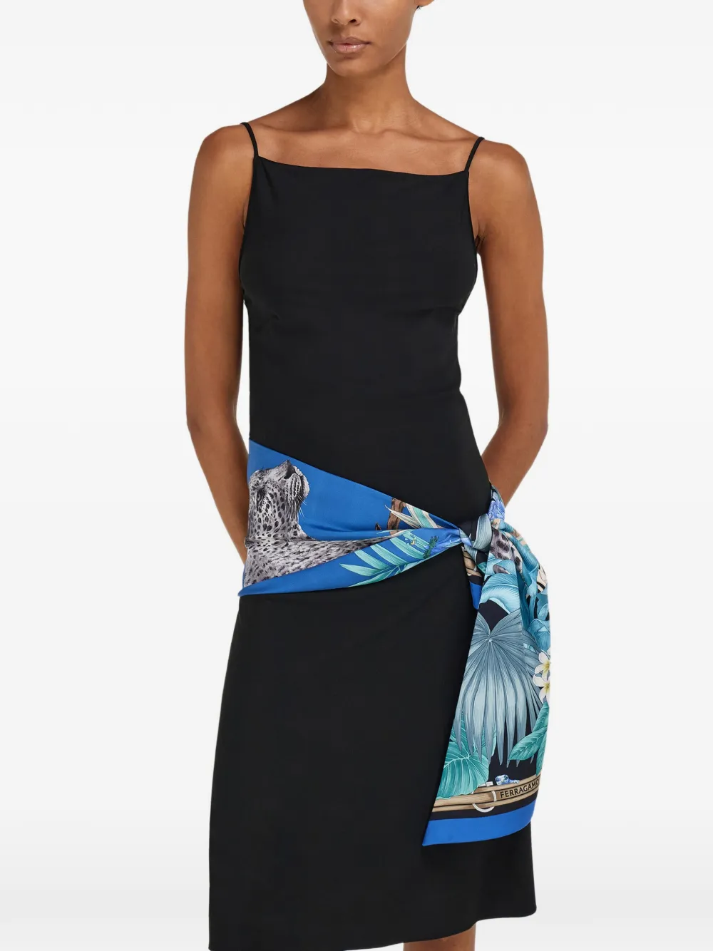 Ferragamo Felines print bandeau Blauw
