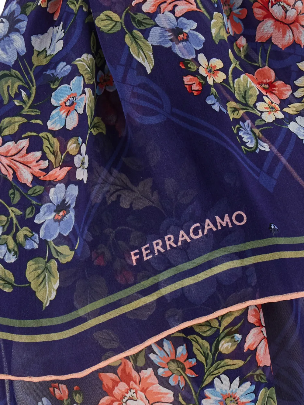Ferragamo Ramages print silk scarf Blauw