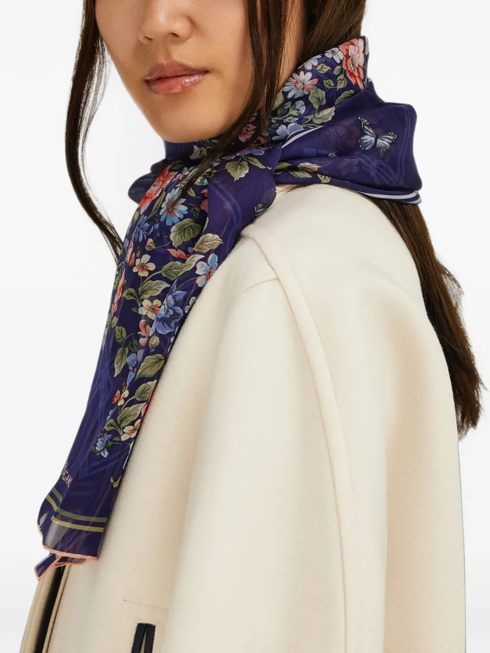 Ferragamo Ramages print silk scarf Blauw