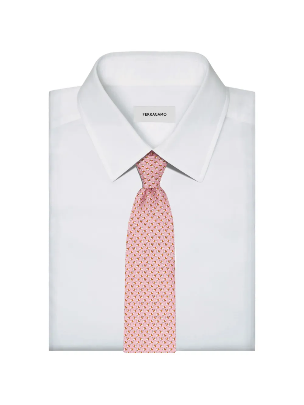 Ferragamo Dylan print silk tie Roze