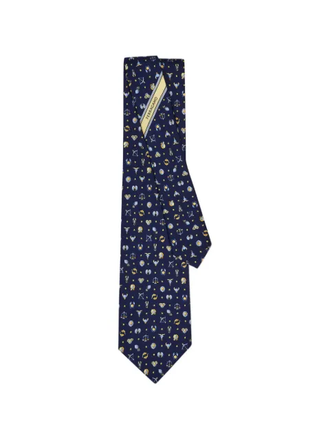 Ferragamo corbata de seda con horóscopo estampado