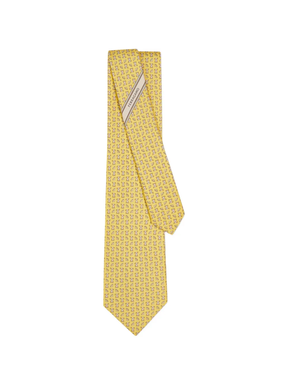 Ferragamo Fido print silk tie Geel
