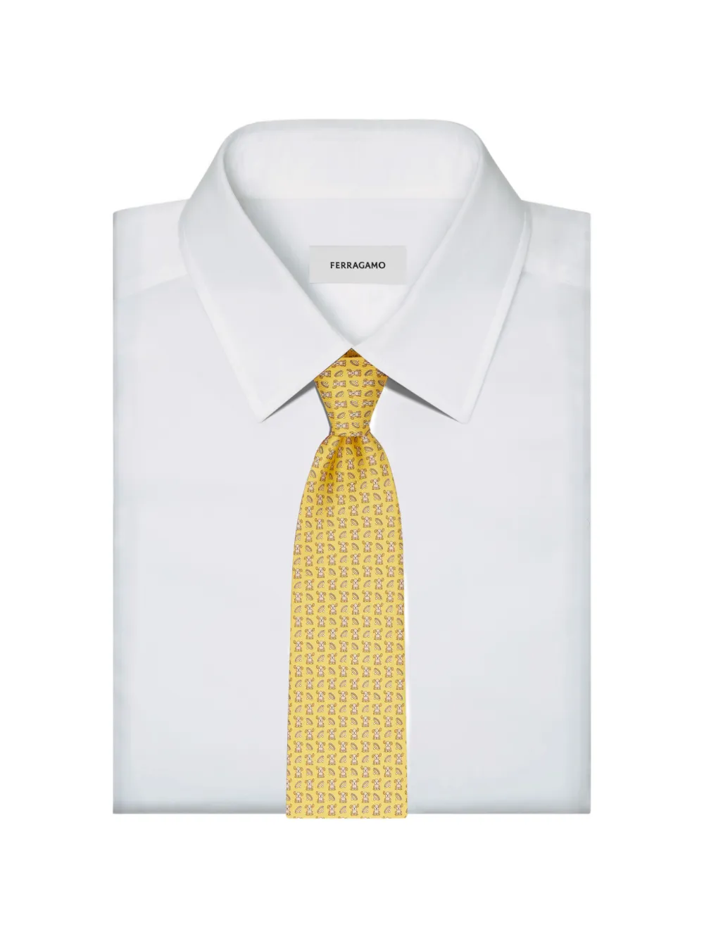 Ferragamo Fido print silk tie Geel