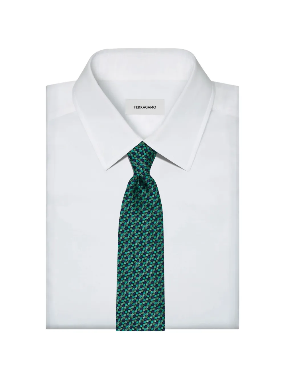 Ferragamo Murrina print jacquard tie Groen