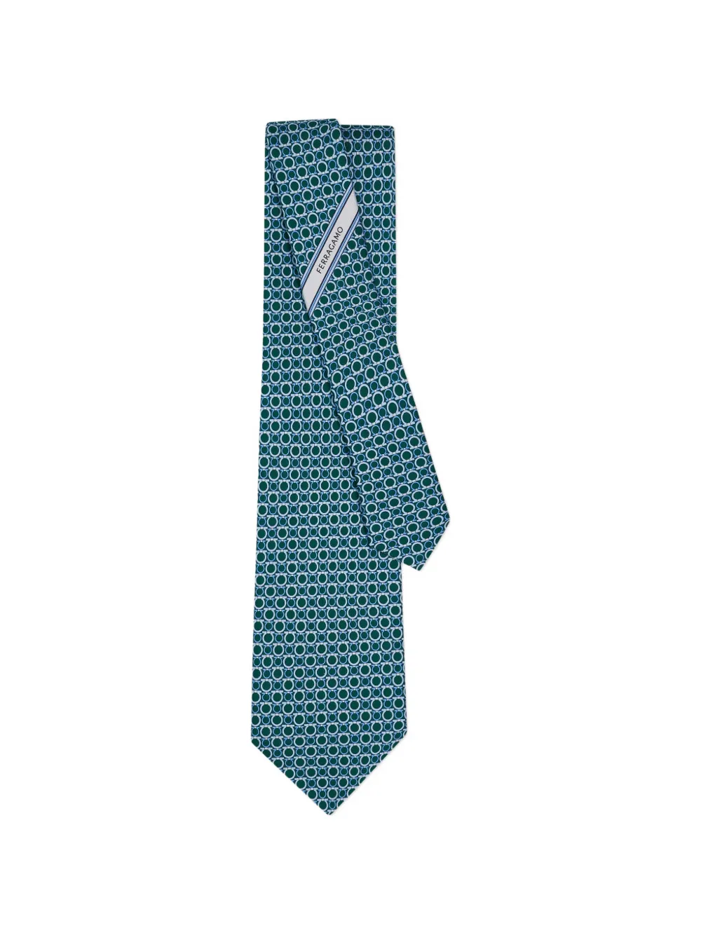 Ferragamo Gancini print silk tie - Grün