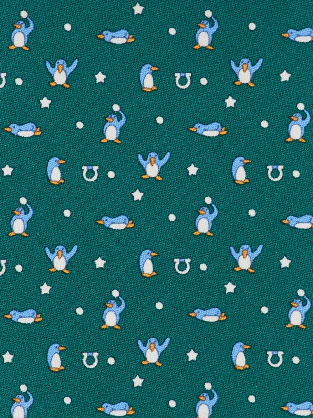 Ferragamo Penguin print silk tie Groen