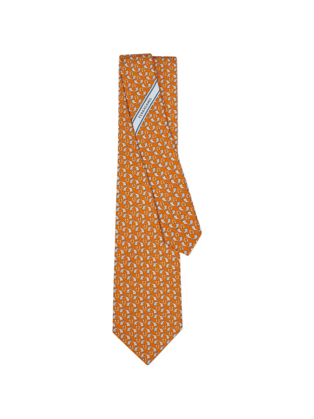 Ferragamo baby-elephant-print silk tie Oranje