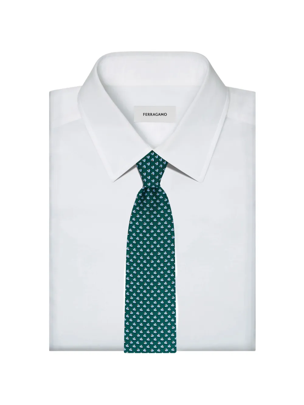 Ferragamo duckies print silk tie Groen