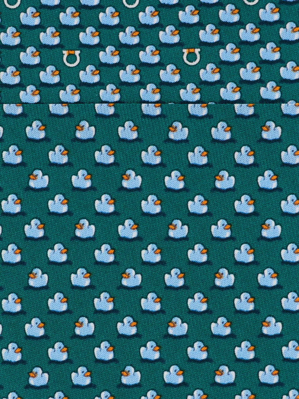 Ferragamo duckies print silk tie Groen