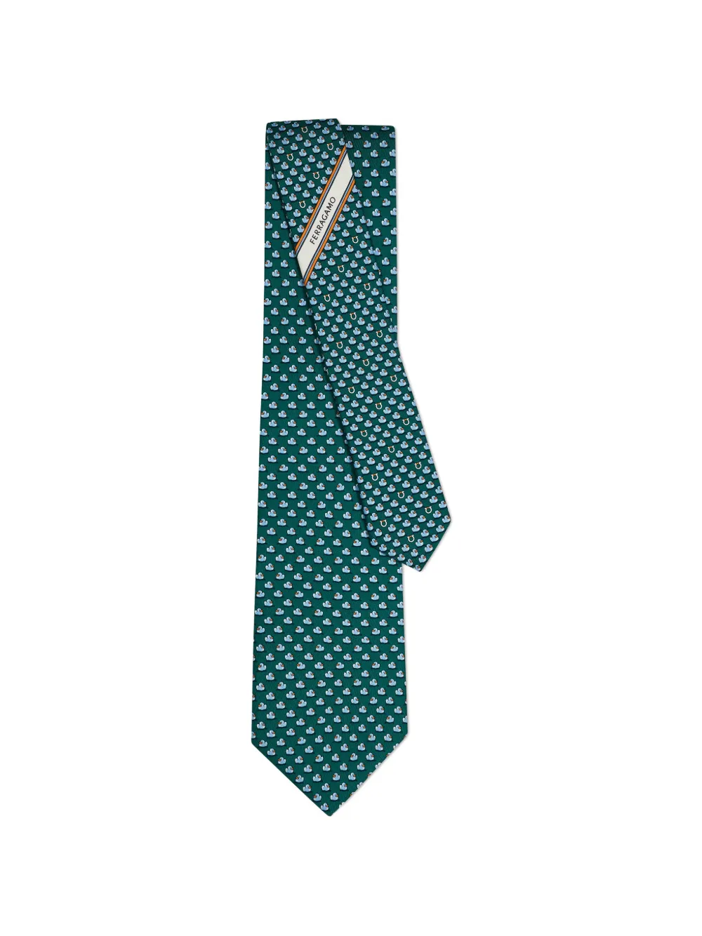 Ferragamo duckies print silk tie Groen