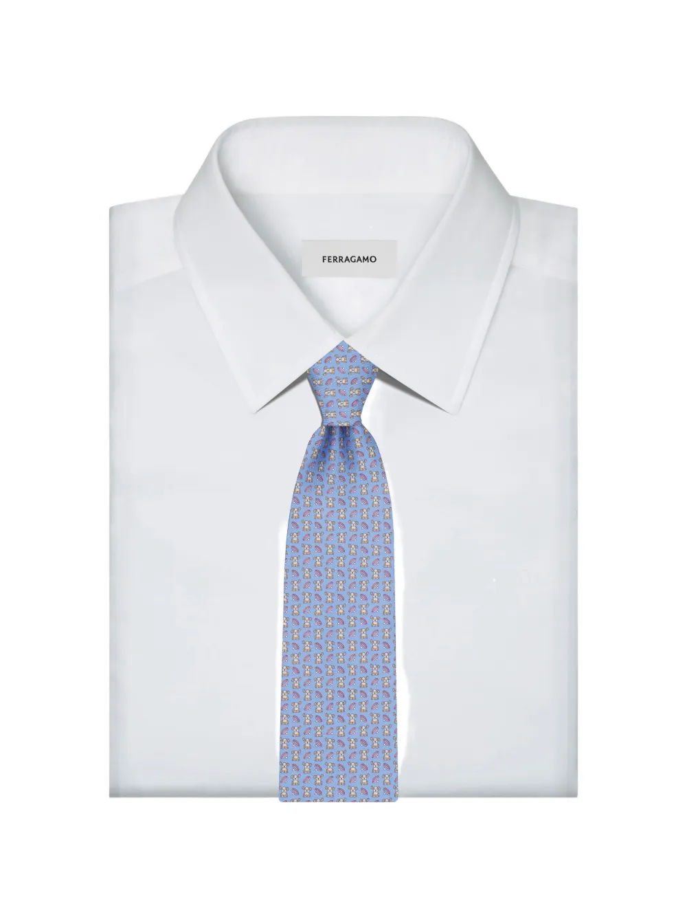 Ferragamo Fido print silk tie Blauw