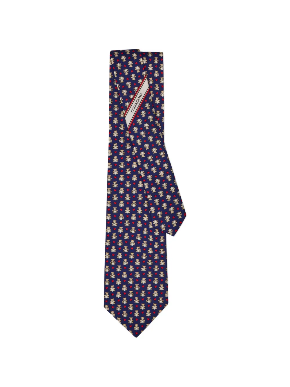Ferragamo Teddy print silk tie Blauw