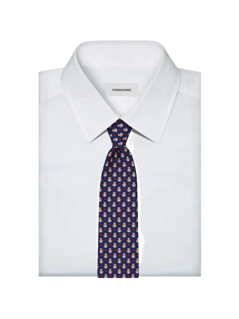 Ferragamo Teddy print silk tie Blauw