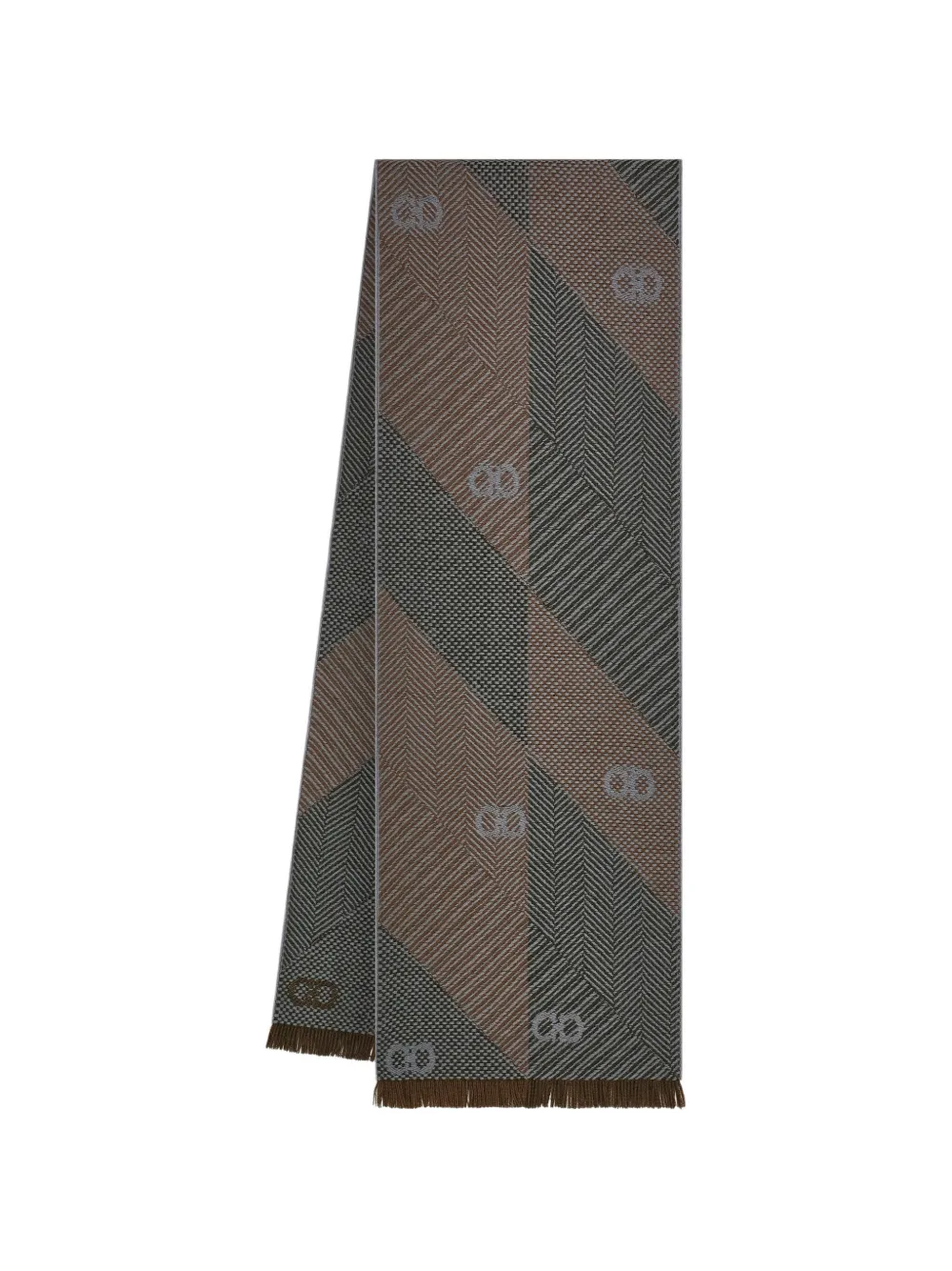 Ferragamo wool scarf with Chevron-motif - Grey