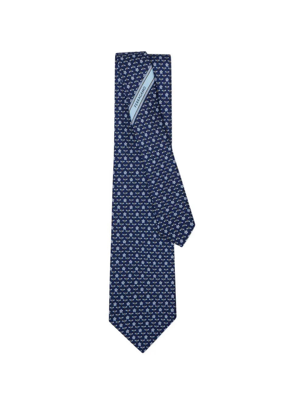 Ferragamo Bee print silk tie Blauw