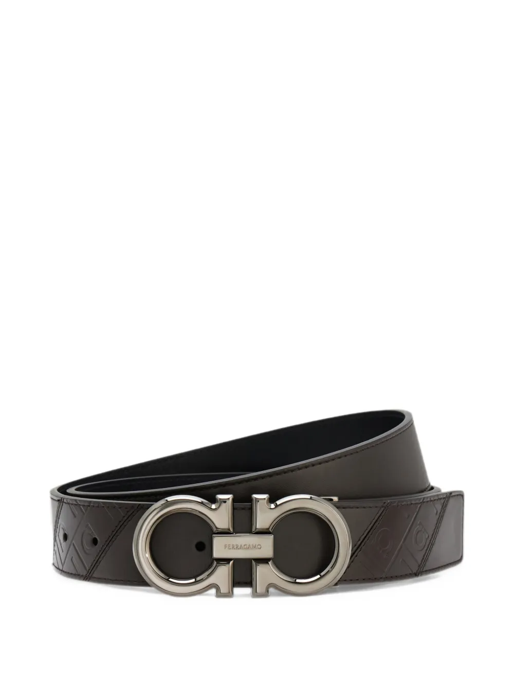 Ferragamo Reversible and adjustable Gancini belt Bruin