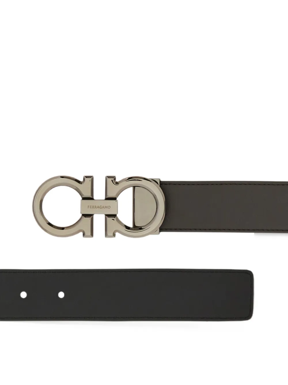 Ferragamo Reversible and adjustable Gancini belt Bruin