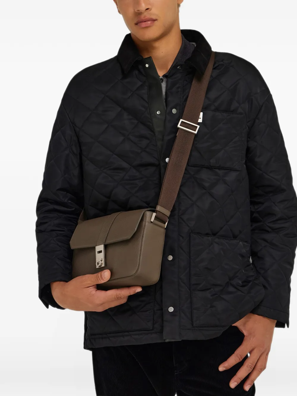 Ferragamo Hug buckle messenger bag Grijs