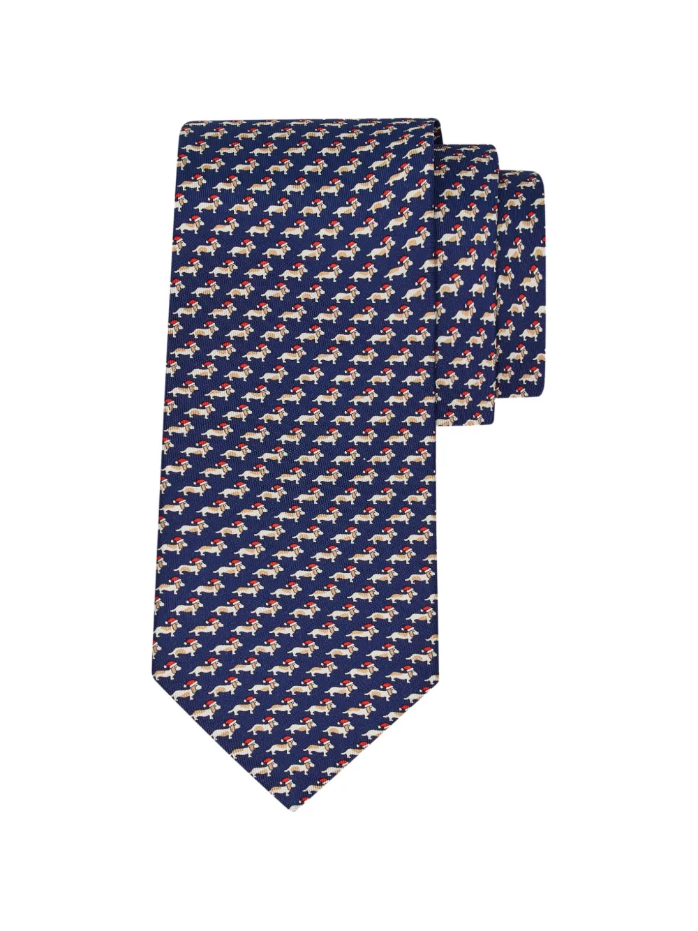 Ferragamo Dachshund print silk tie Blauw