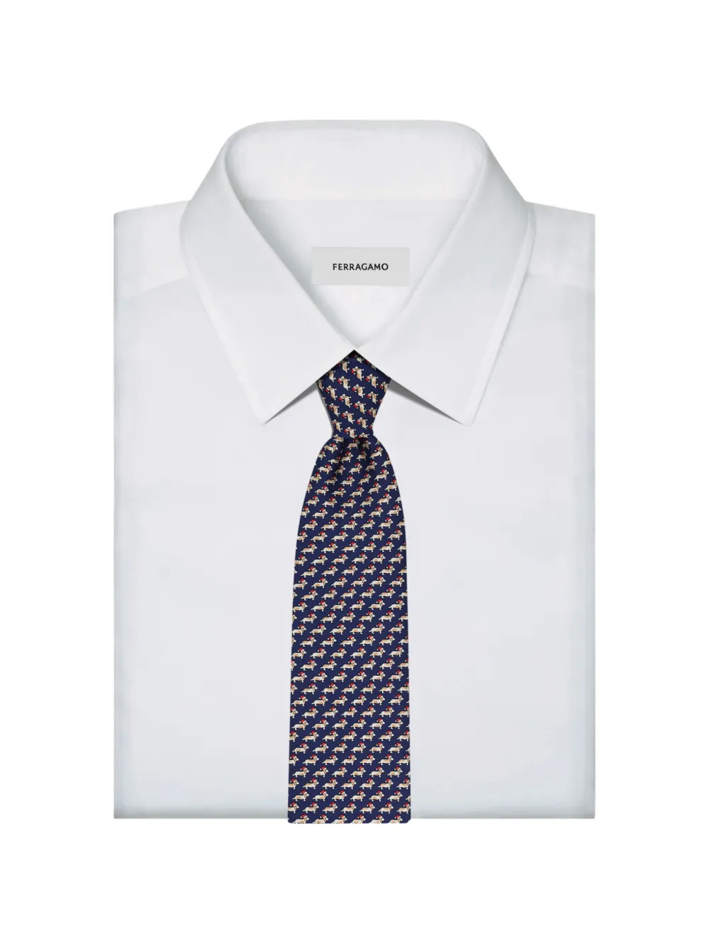 Ferragamo Dachshund print silk tie Blauw