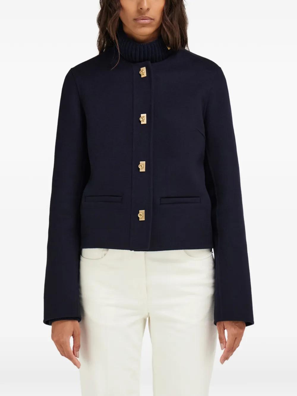 Ferragamo boxy jacket with Gancini buttons Blauw