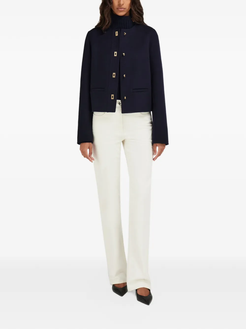Ferragamo boxy jacket with Gancini buttons Blauw