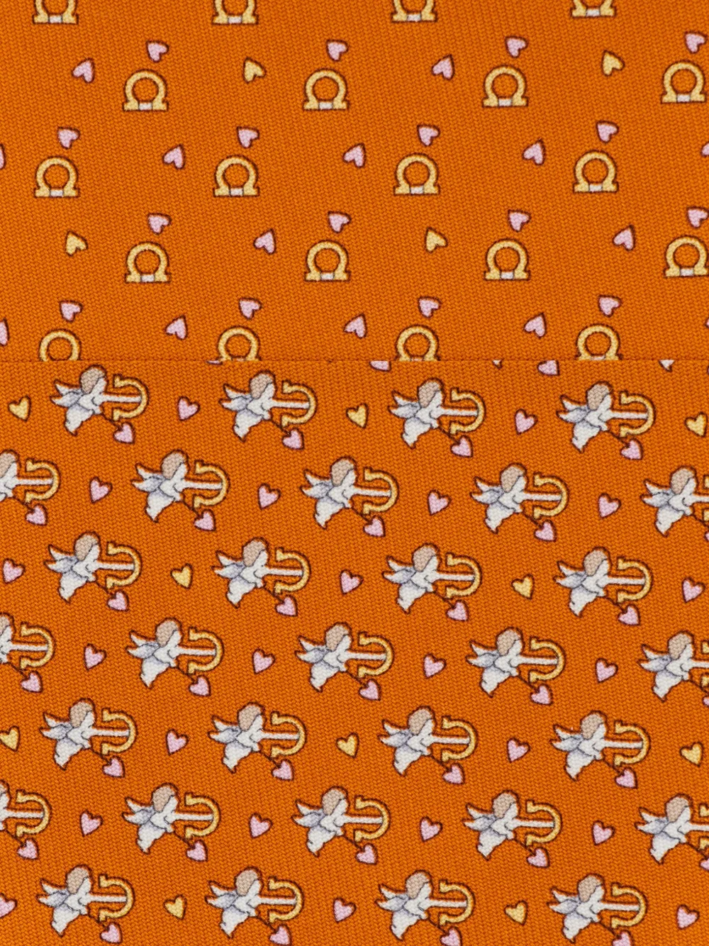 Ferragamo Cupid print silk tie Oranje