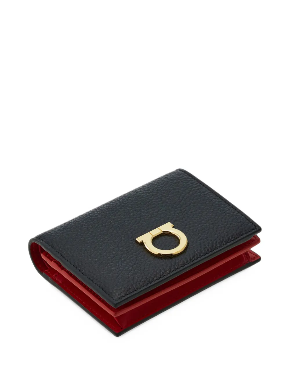 Ferragamo Gancini compact wallet Zwart