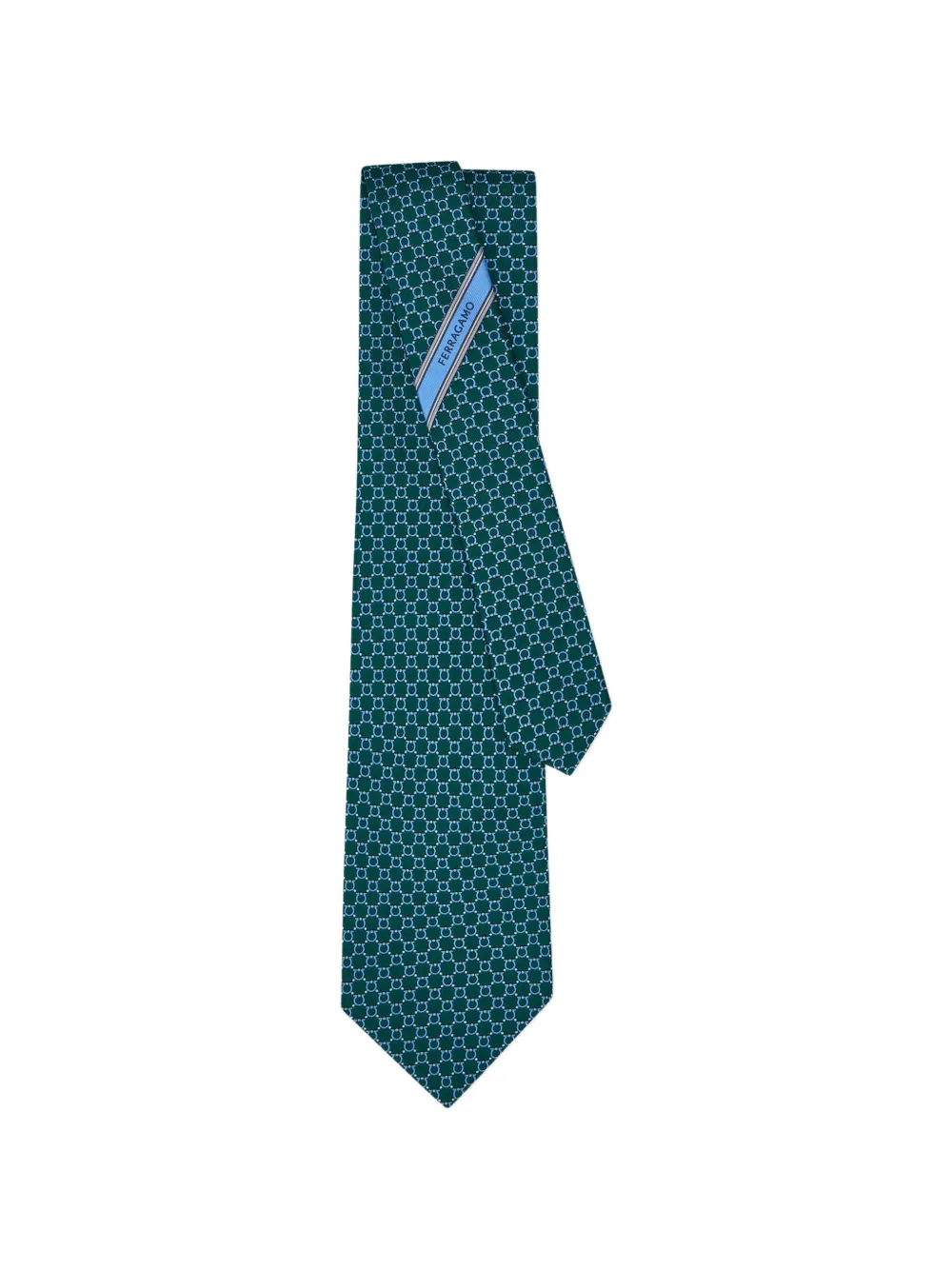 Ferragamo Gancini print silk tie Groen