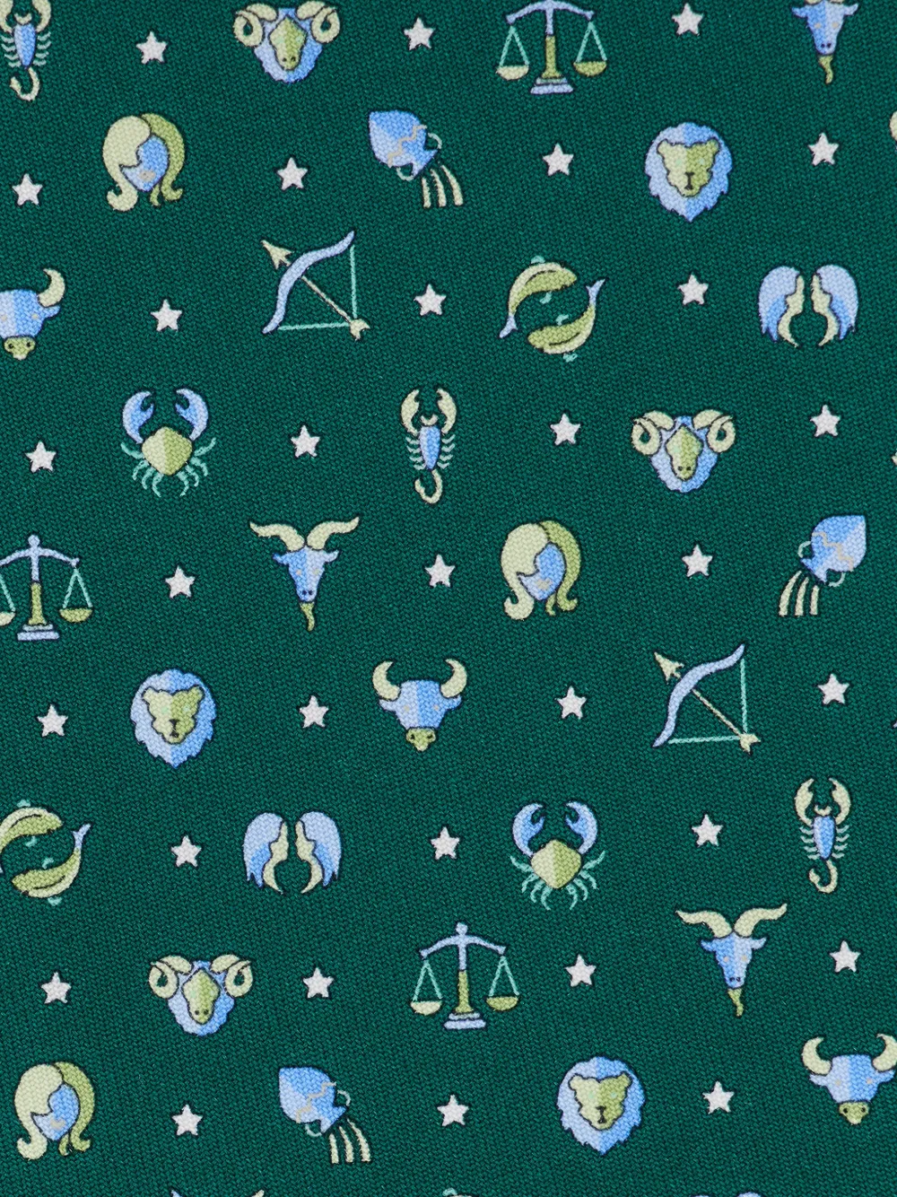 Ferragamo Horoscope print silk tie Groen