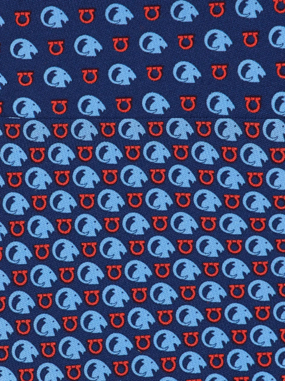 Ferragamo Goat print silk tie Blauw