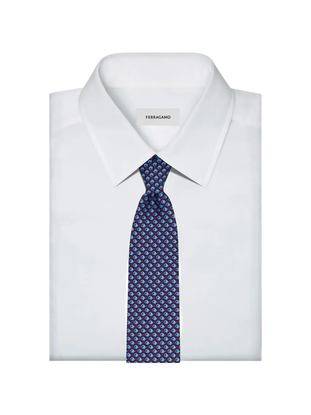 Ferragamo Goat print silk tie Blauw