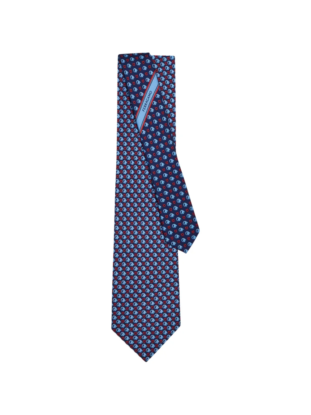 Ferragamo Goat print silk tie Blauw