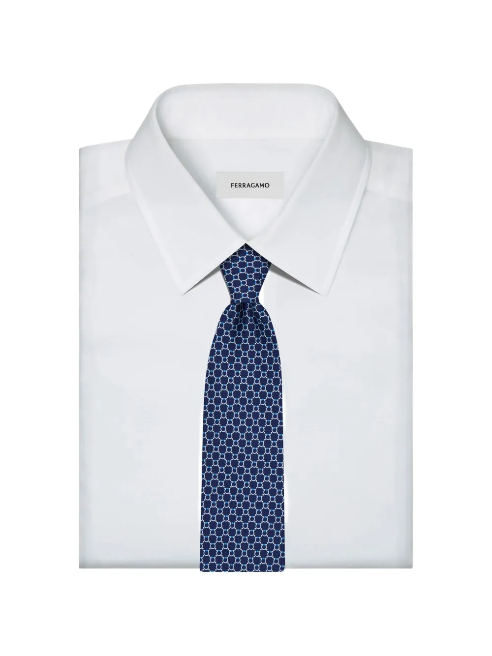 Ferragamo Gancini print silk tie Blauw